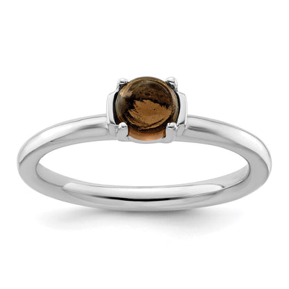 Sterlingsilber Stapelbar Expressions Poliert Rauch Quarz Ring