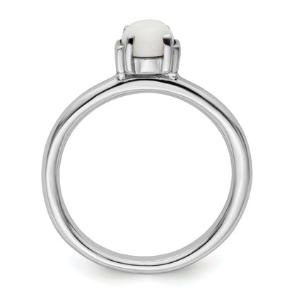 Sterlingsilber Stapelbar Expressions Poliert Weiß Achat Ring