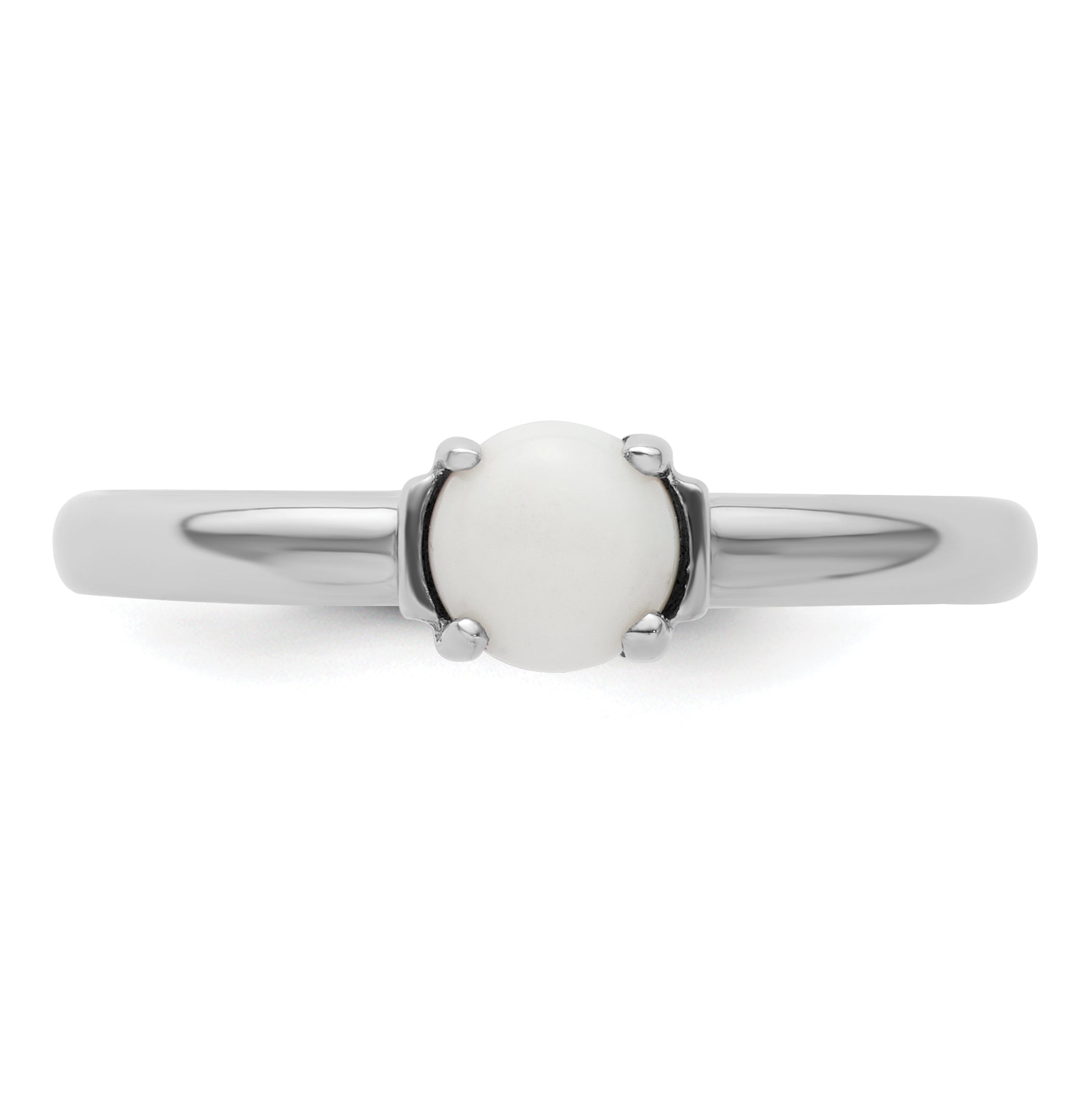 Sterlingsilber Stapelbar Expressions Poliert Weiß Achat Ring