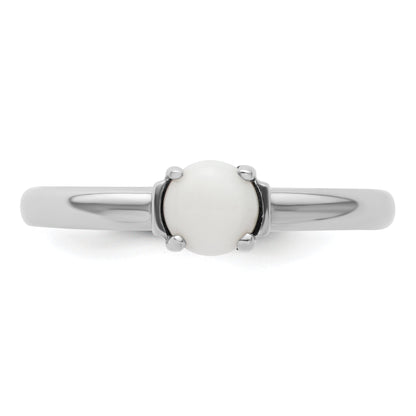 Sterlingsilber Stapelbar Expressions Poliert Weiß Achat Ring