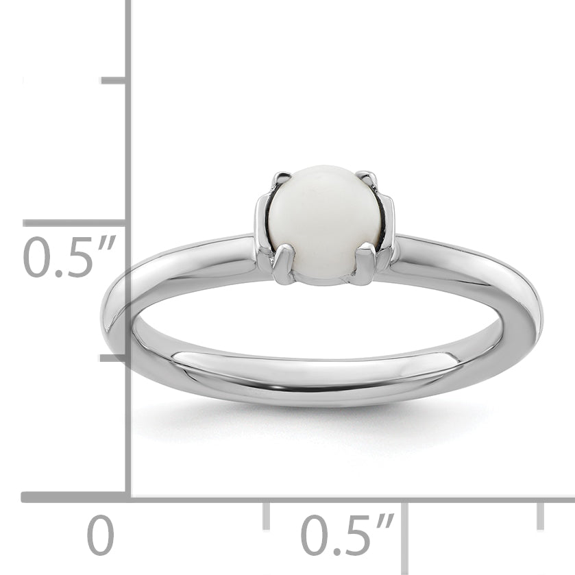 Sterlingsilber Stapelbar Expressions Poliert Weiß Achat Ring