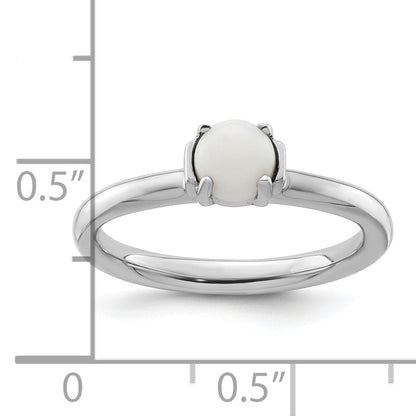 Sterlingsilber Stapelbar Expressions Poliert Weiß Achat Ring
