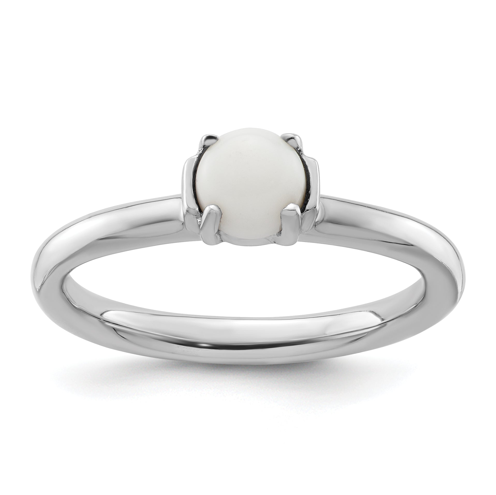 Sterlingsilber Stapelbar Expressions Poliert Weiß Achat Ring