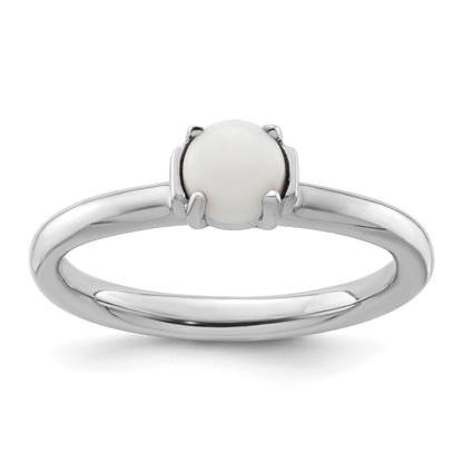Sterlingsilber Stapelbar Expressions Poliert Weiß Achat Ring