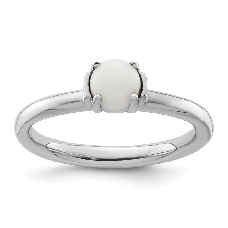 Sterlingsilber Stapelbar Expressions Poliert Weiß Achat Ring