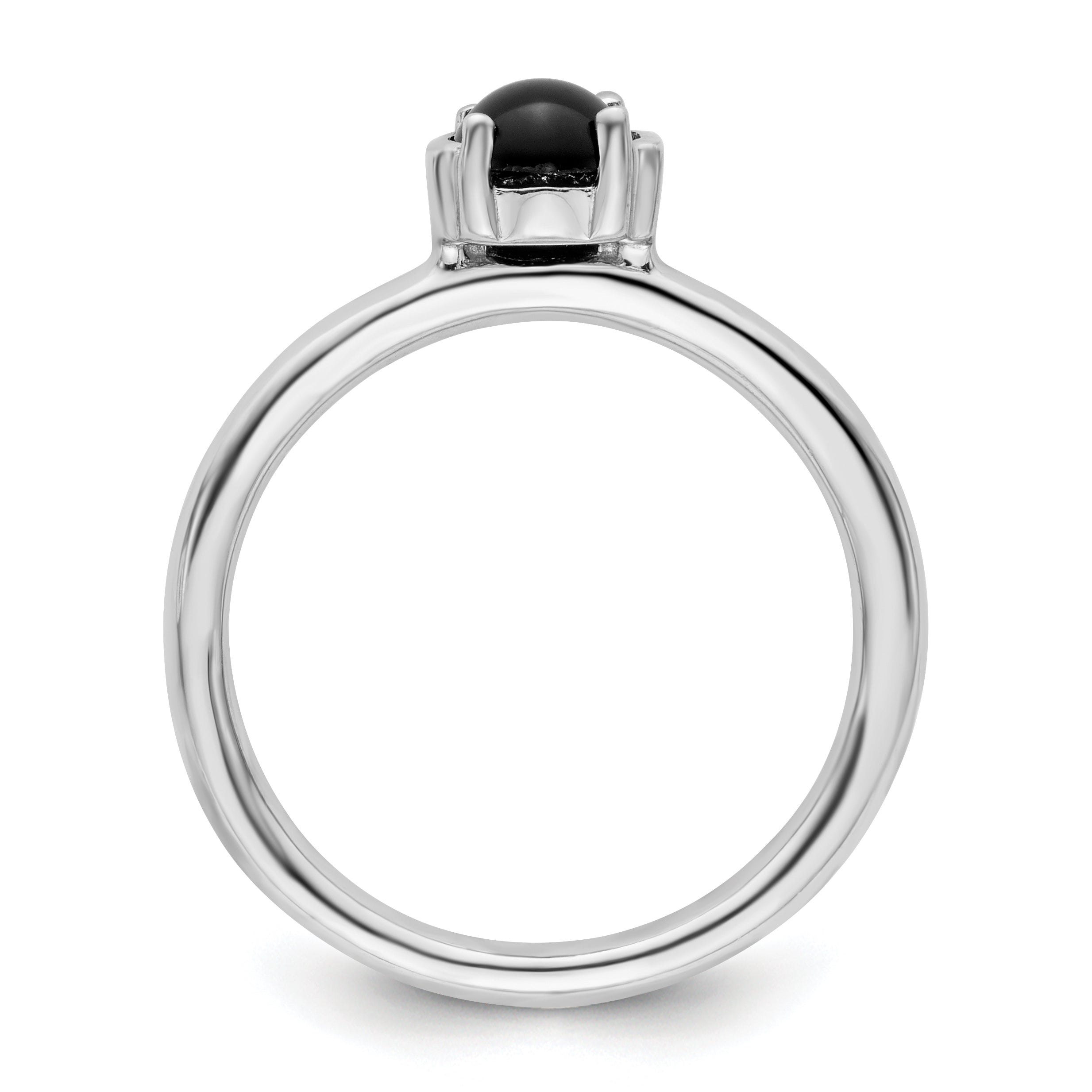 Sterlingsilber Stapelbar Expressions Poliert Schwarz Achat Ring