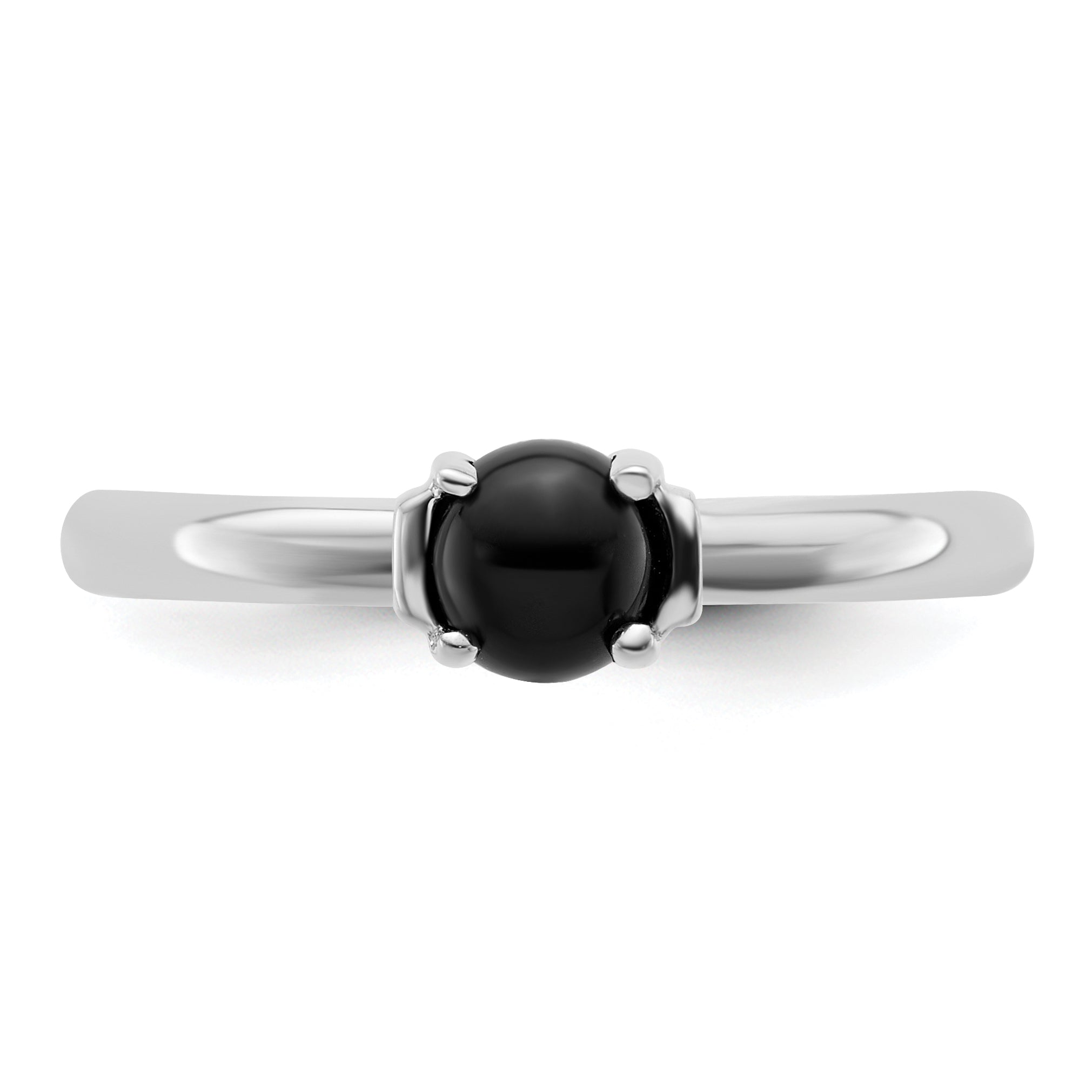 Sterlingsilber Stapelbar Expressions Poliert Schwarz Achat Ring