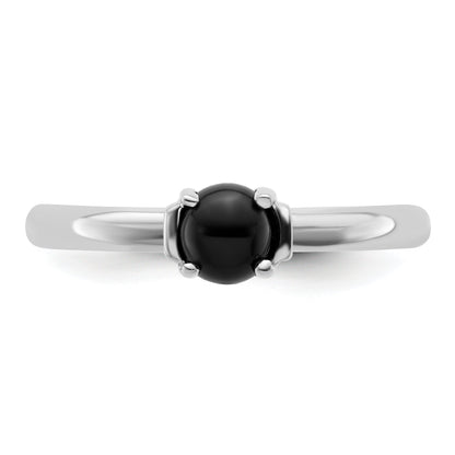 Sterlingsilber Stapelbar Expressions Poliert Schwarz Achat Ring