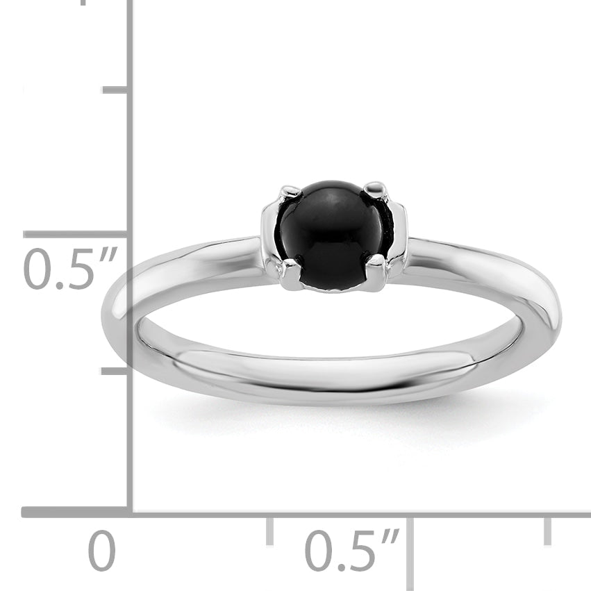 Sterlingsilber Stapelbar Expressions Poliert Schwarz Achat Ring