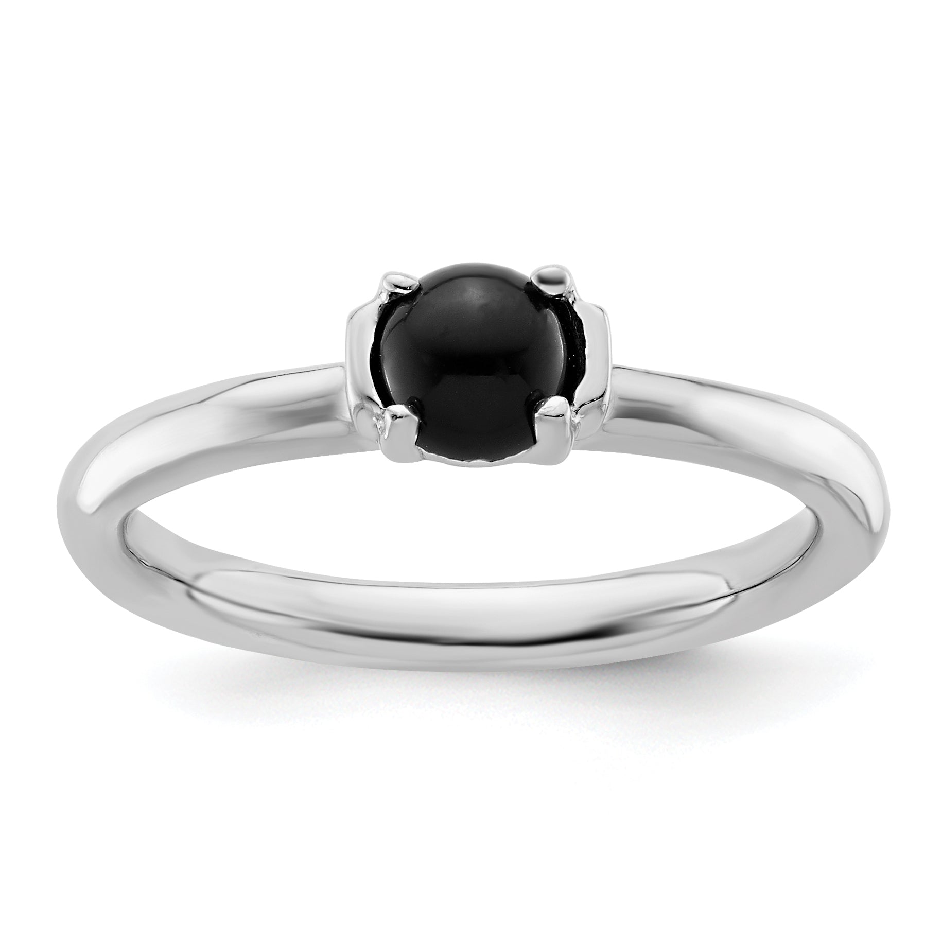Sterlingsilber Stapelbar Expressions Poliert Schwarz Achat Ring