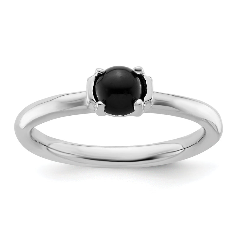 Sterlingsilber Stapelbar Expressions Poliert Schwarz Achat Ring