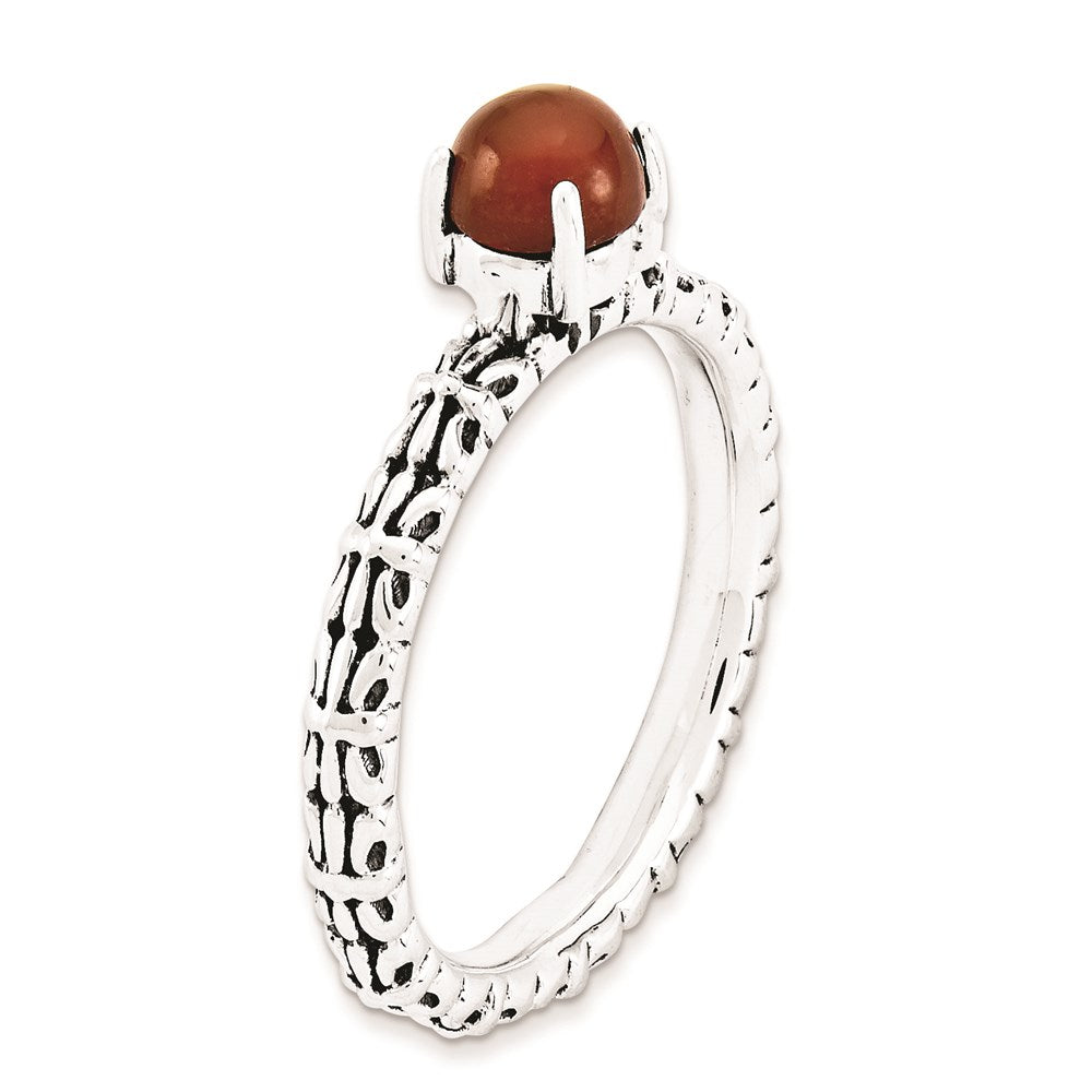 Sterlingsilber Stapelbar Expressions Antikisiert Rot Achat Ring