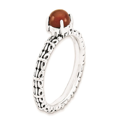 Sterlingsilber Stapelbar Expressions Antikisiert Rot Achat Ring