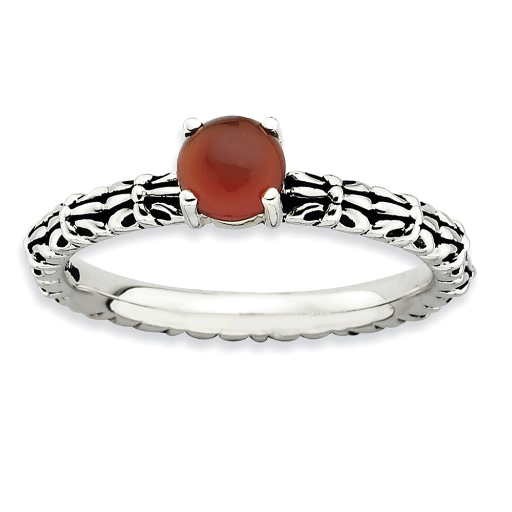 Sterlingsilber Stapelbar Expressions Antikisiert Rot Achat Ring