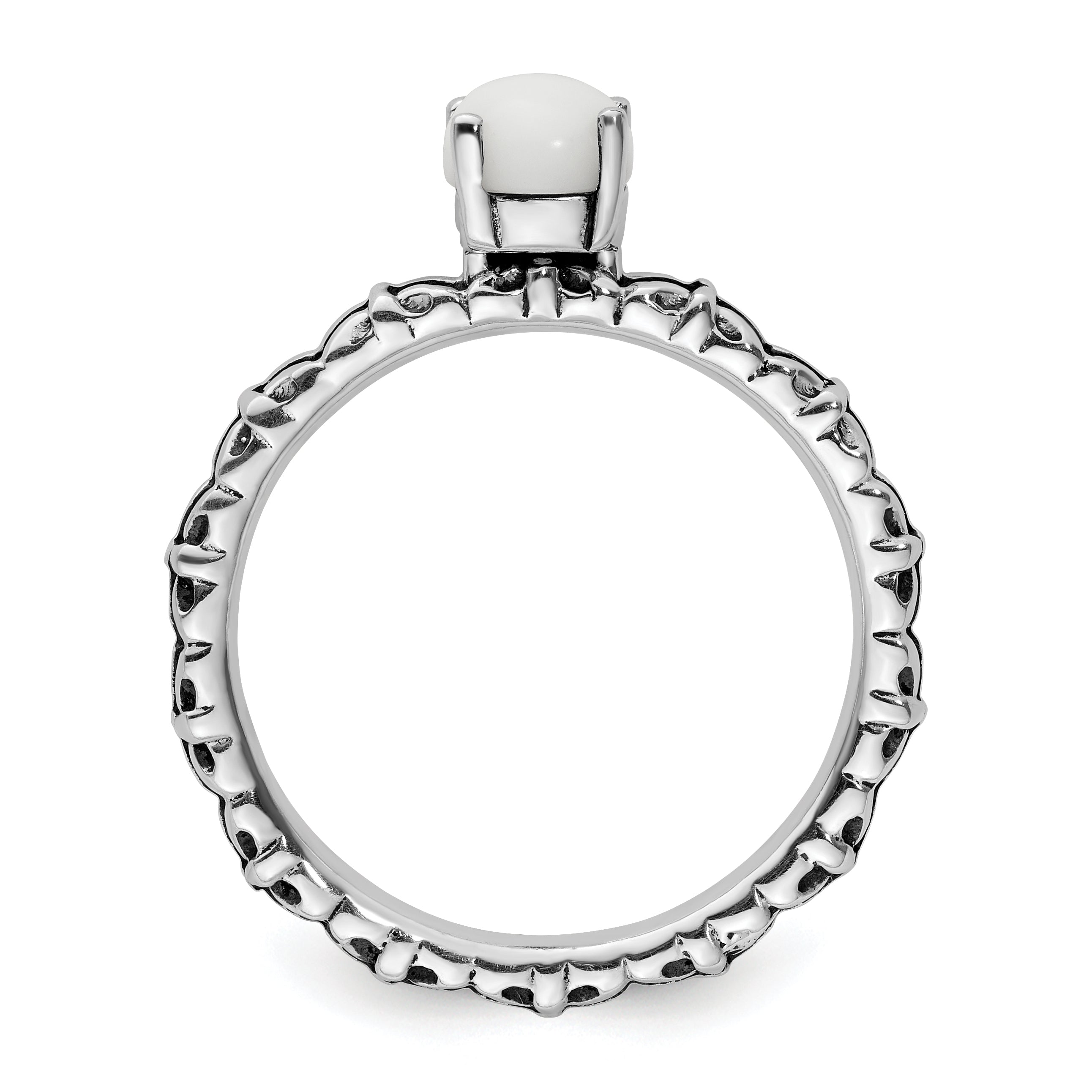 Sterlingsilber Stapelbar Expressions Antikisiert Weiß Achat Ring