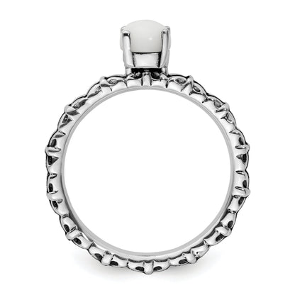 Sterlingsilber Stapelbar Expressions Antikisiert Weiß Achat Ring
