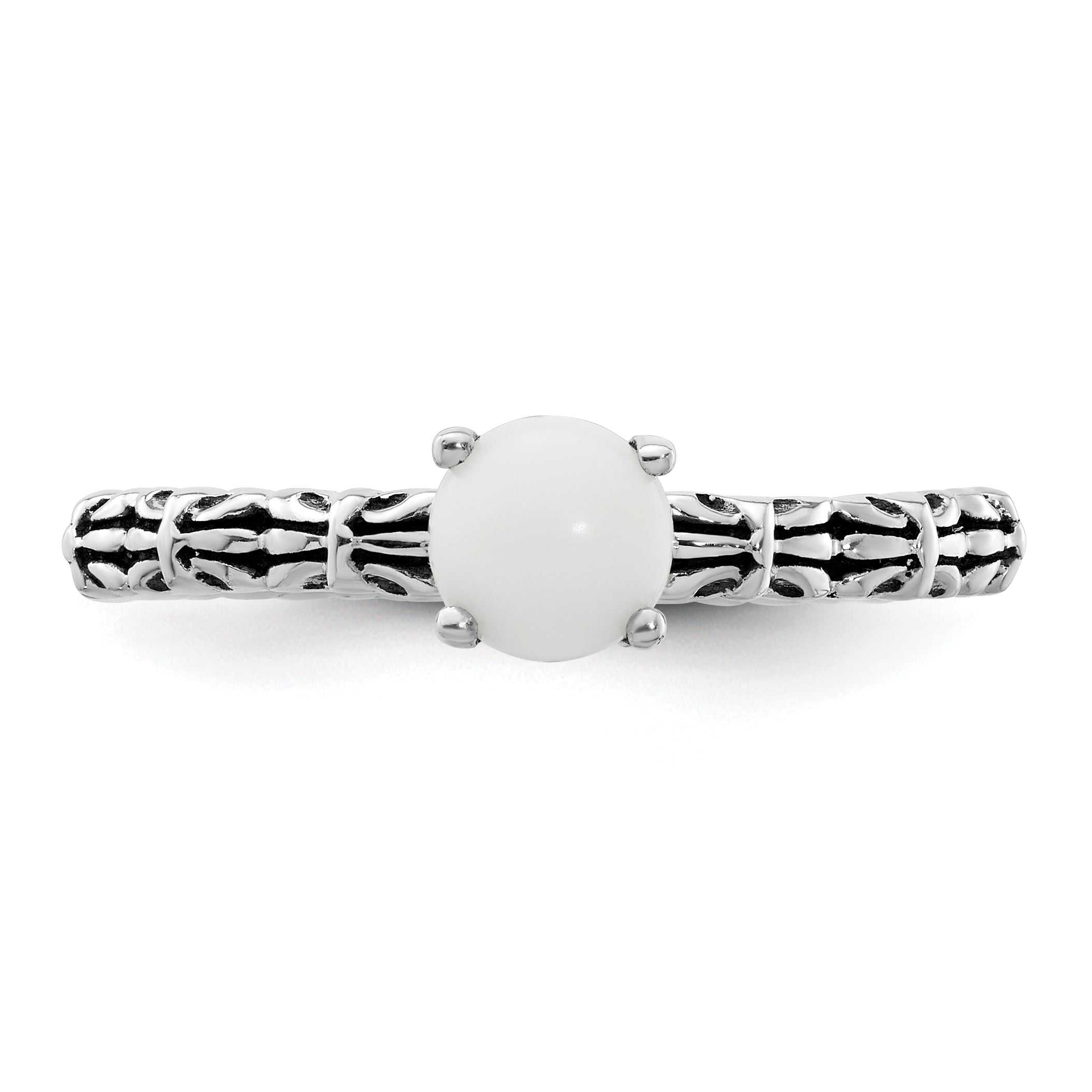 Sterlingsilber Stapelbar Expressions Antikisiert Weiß Achat Ring