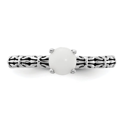 Sterlingsilber Stapelbar Expressions Antikisiert Weiß Achat Ring