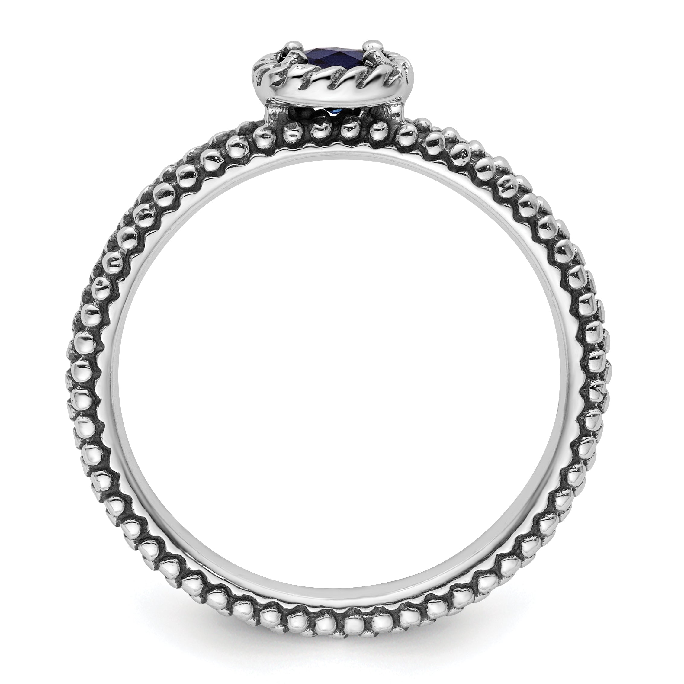 Sterlingsilber Stapelbar Expressions Poliert Cr. Saphir Ring