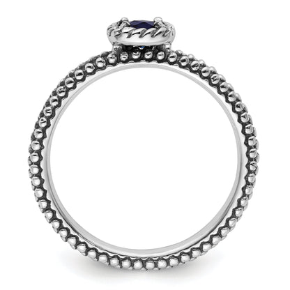 Sterlingsilber Stapelbar Expressions Poliert Cr. Saphir Ring