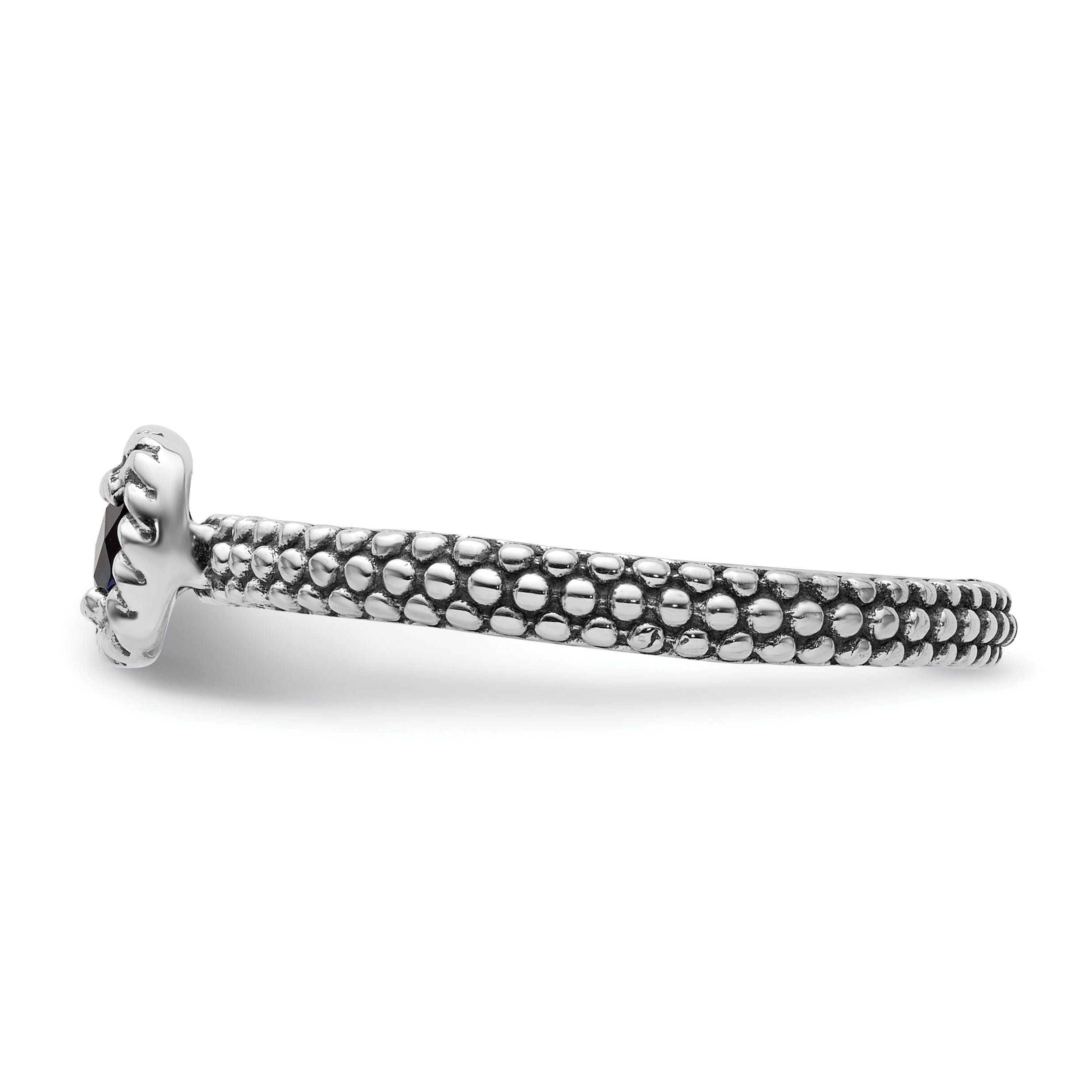 Sterlingsilber Stapelbar Expressions Poliert Cr. Saphir Ring