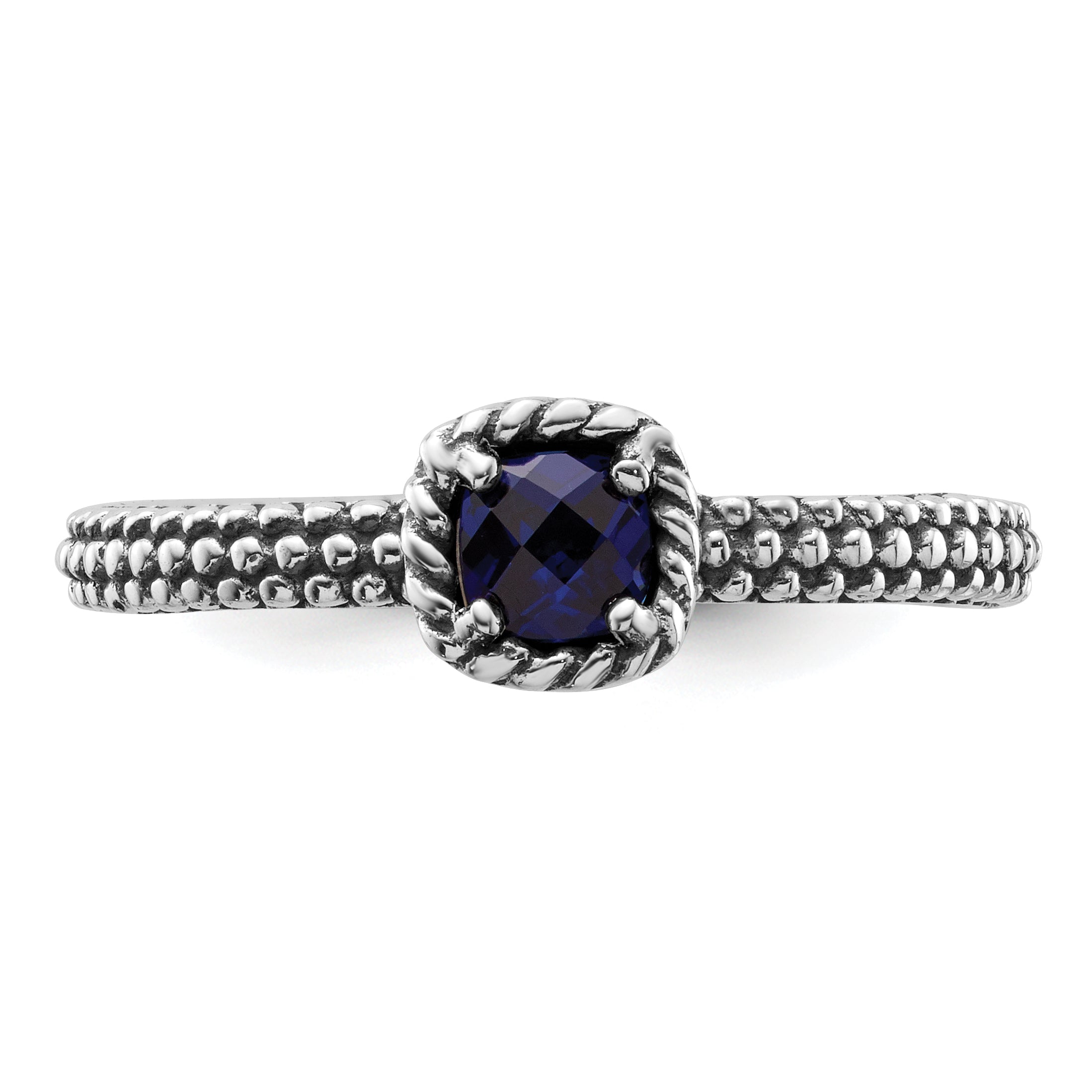 Sterlingsilber Stapelbar Expressions Poliert Cr. Saphir Ring