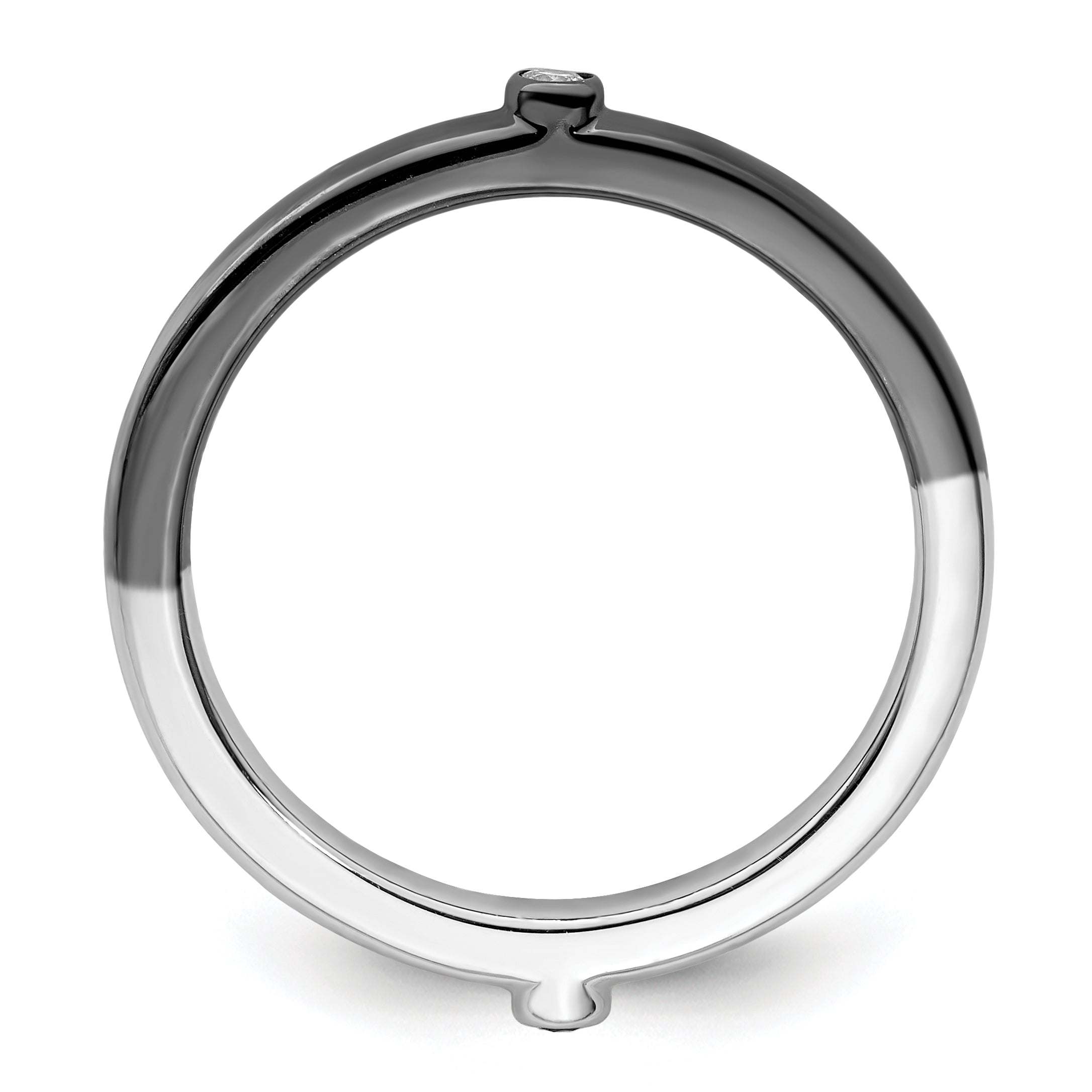 Sterlingsilber Stapelbar Expressions Poliert Halb Weiß/black Diamant Ring