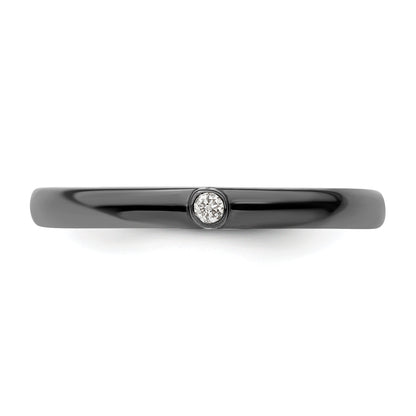 Sterlingsilber Stapelbar Expressions Poliert Halb Weiß/black Diamant Ring