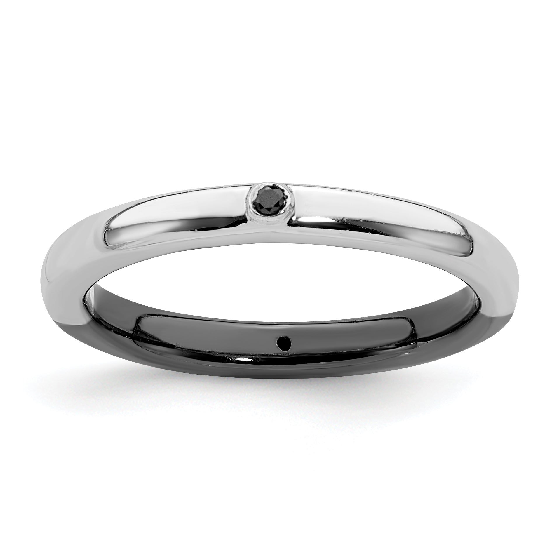 Sterlingsilber Stapelbar Expressions Poliert Halb Weiß/black Diamant Ring