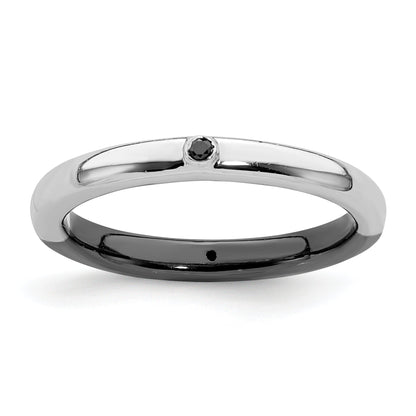 Sterlingsilber Stapelbar Expressions Poliert Halb Weiß/black Diamant Ring