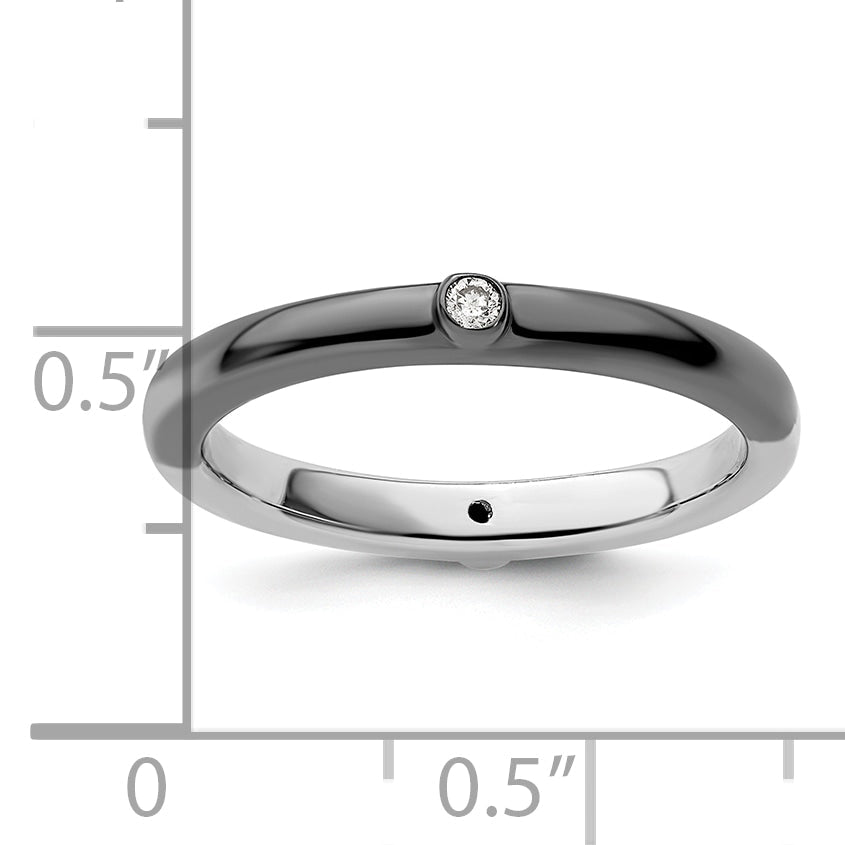 Sterlingsilber Stapelbar Expressions Poliert Halb Weiß/black Diamant Ring