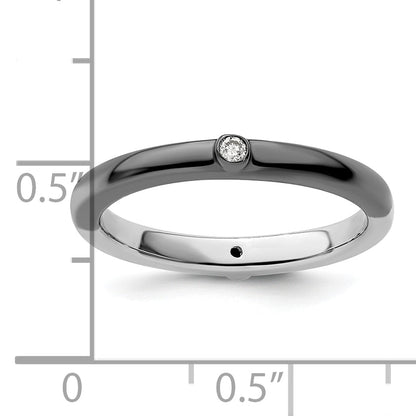 Sterlingsilber Stapelbar Expressions Poliert Halb Weiß/black Diamant Ring