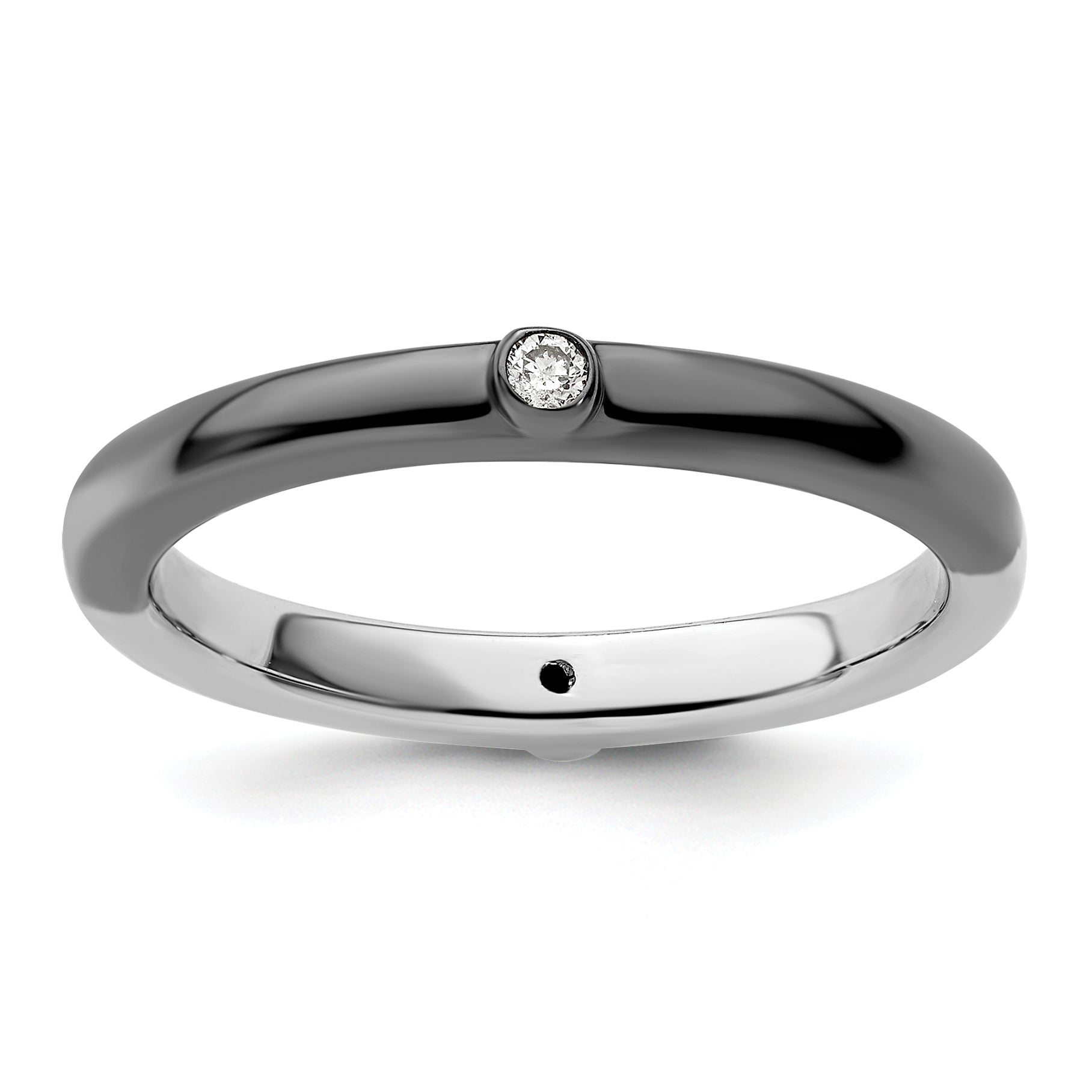 Sterlingsilber Stapelbar Expressions Poliert Halb Weiß/black Diamant Ring
