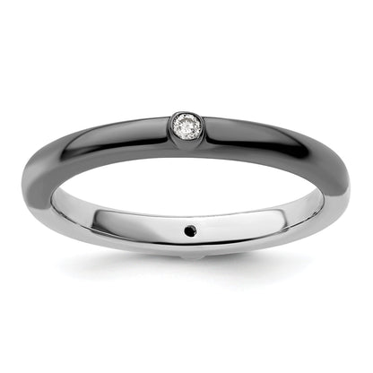 Sterlingsilber Stapelbar Expressions Poliert Halb Weiß/black Diamant Ring