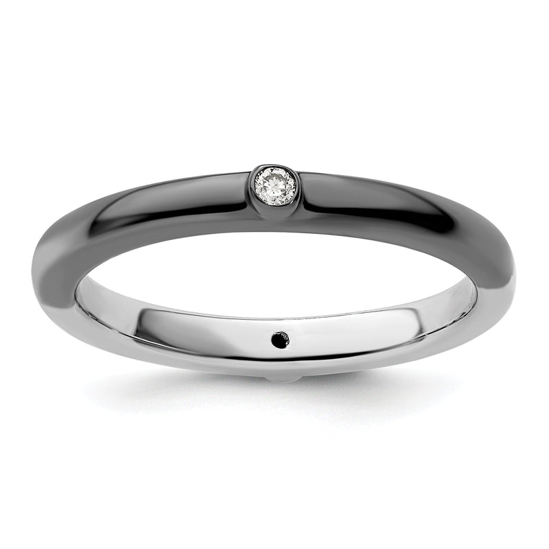Sterlingsilber Stapelbar Expressions Poliert Halb Weiß/black Diamant Ring