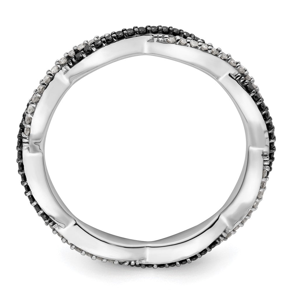 Sterlingsilber Stapelbar Expressions Poliert Schwarz/white Diamant Ring