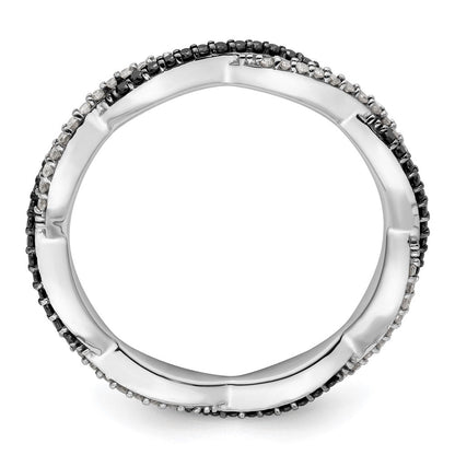 Sterlingsilber Stapelbar Expressions Poliert Schwarz/white Diamant Ring