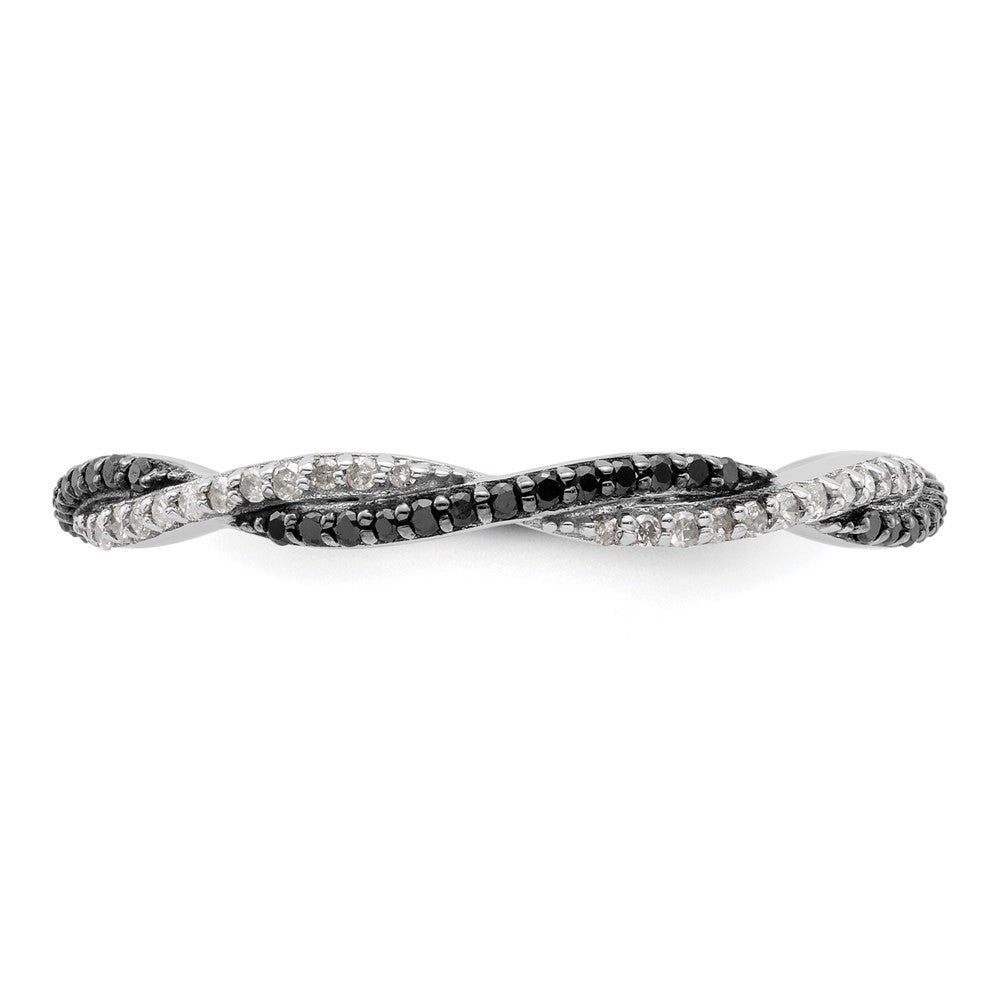 Sterlingsilber Stapelbar Expressions Poliert Schwarz/white Diamant Ring