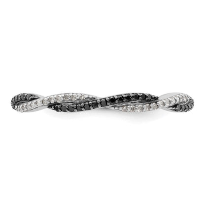 Sterlingsilber Stapelbar Expressions Poliert Schwarz/white Diamant Ring