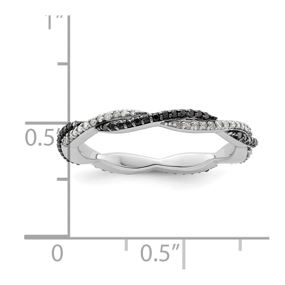 Sterlingsilber Stapelbar Expressions Poliert Schwarz/white Diamant Ring