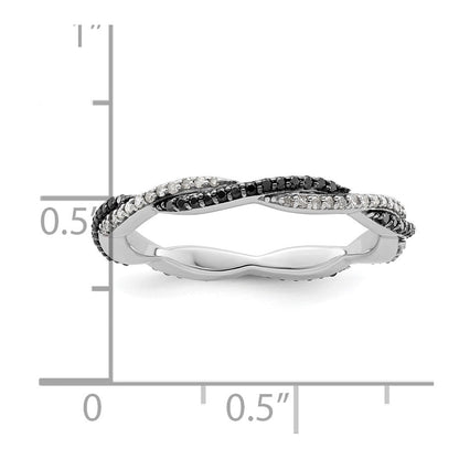 Sterlingsilber Stapelbar Expressions Poliert Schwarz/white Diamant Ring