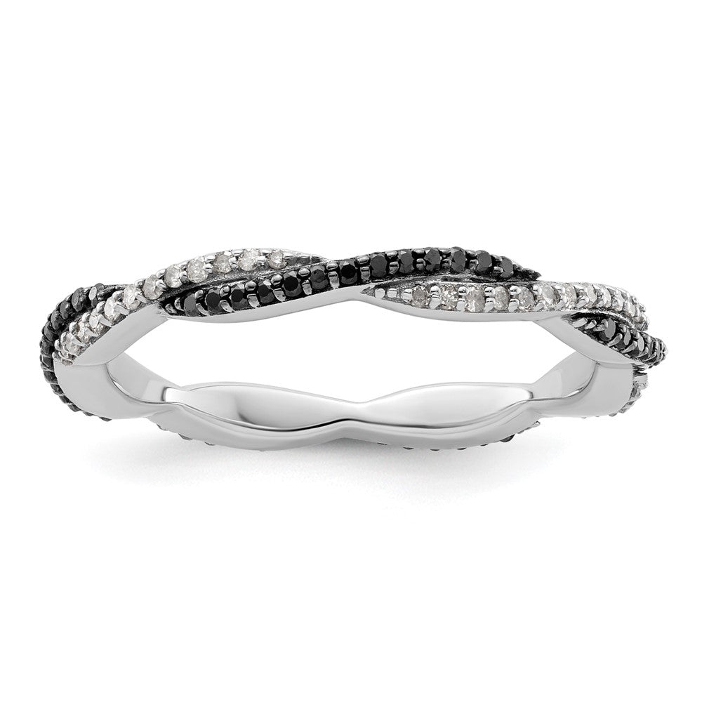 Sterlingsilber Stapelbar Expressions Poliert Schwarz/white Diamant Ring