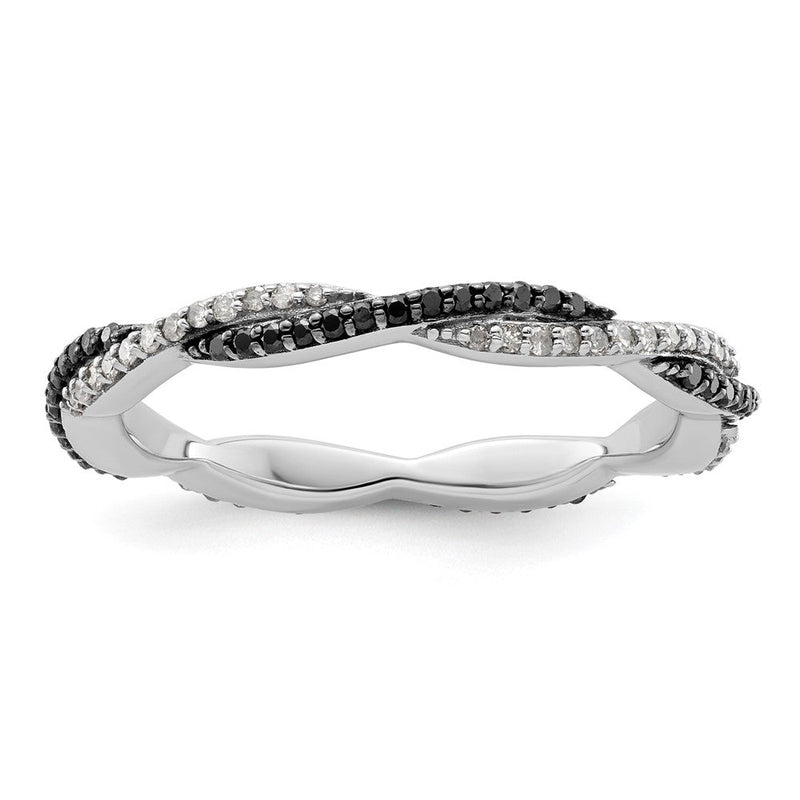 Sterlingsilber Stapelbar Expressions Poliert Schwarz/white Diamant Ring