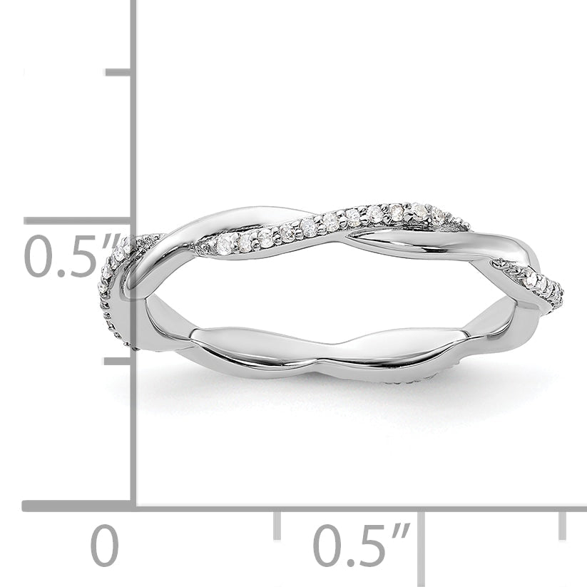 Sterlingsilber Stapelbar Expressions Poliert Diamant Ring