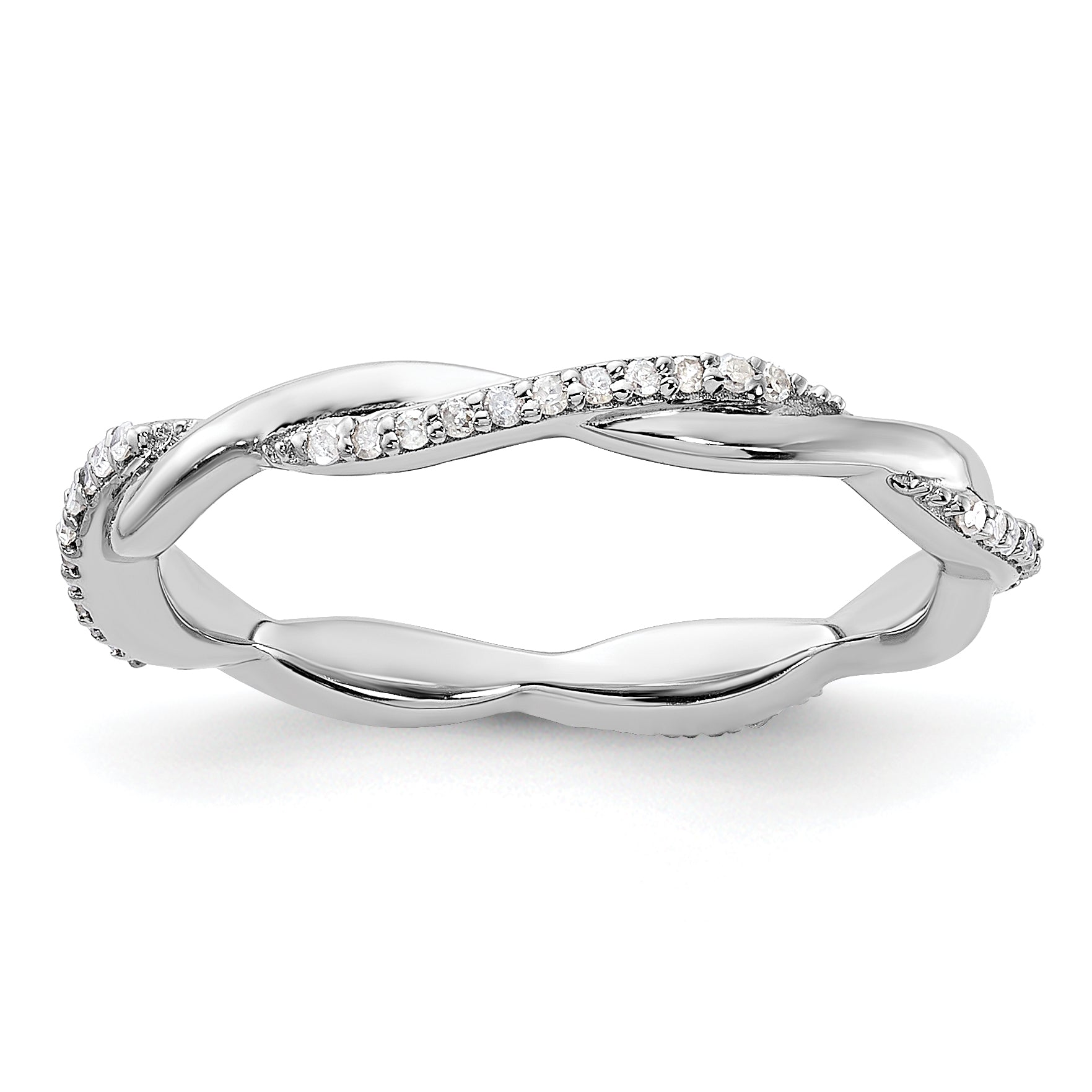 Sterlingsilber Stapelbar Expressions Poliert Diamant Ring