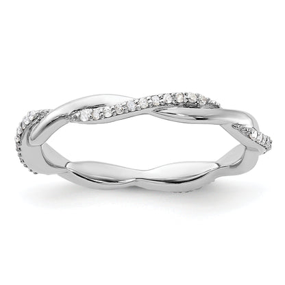 Sterlingsilber Stapelbar Expressions Poliert Diamant Ring