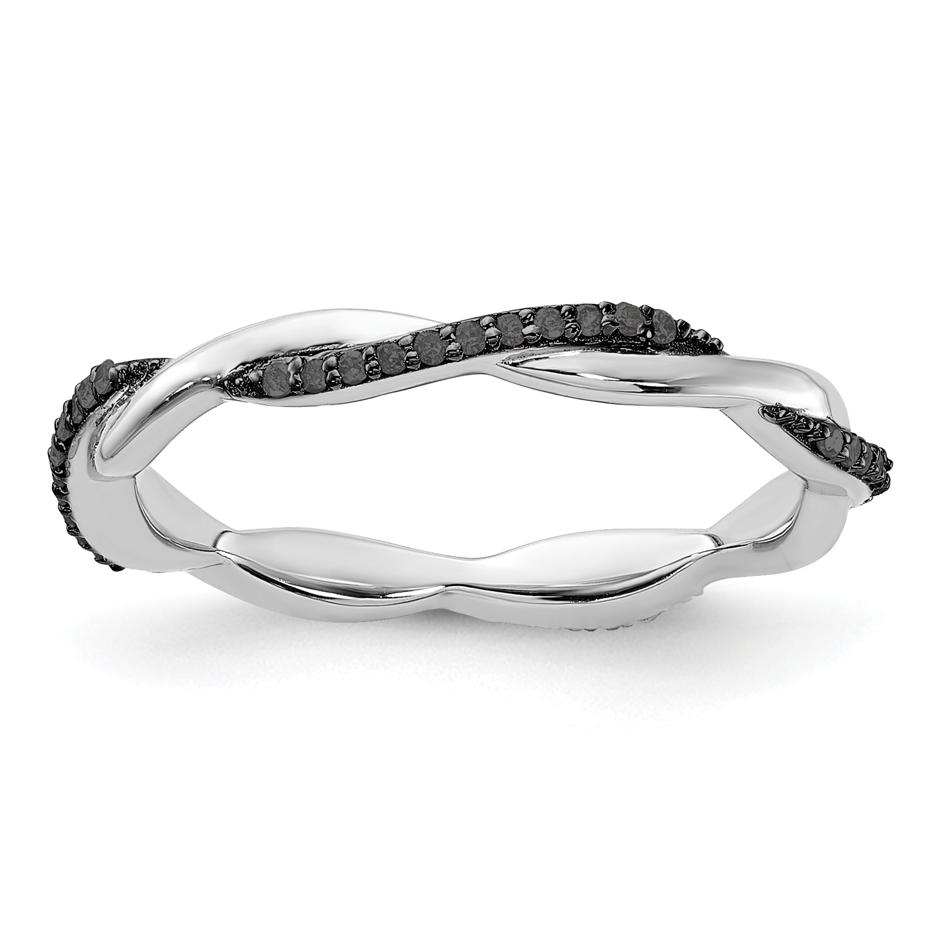 Sterlingsilber Stapelbar Expressions Poliert Schwarz Diamant Ring