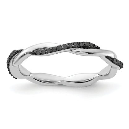 Sterlingsilber Stapelbar Expressions Poliert Schwarz Diamant Ring