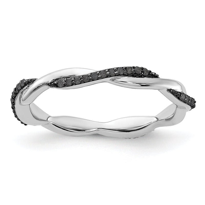 Sterlingsilber Stapelbar Expressions Poliert Schwarz Diamant Ring