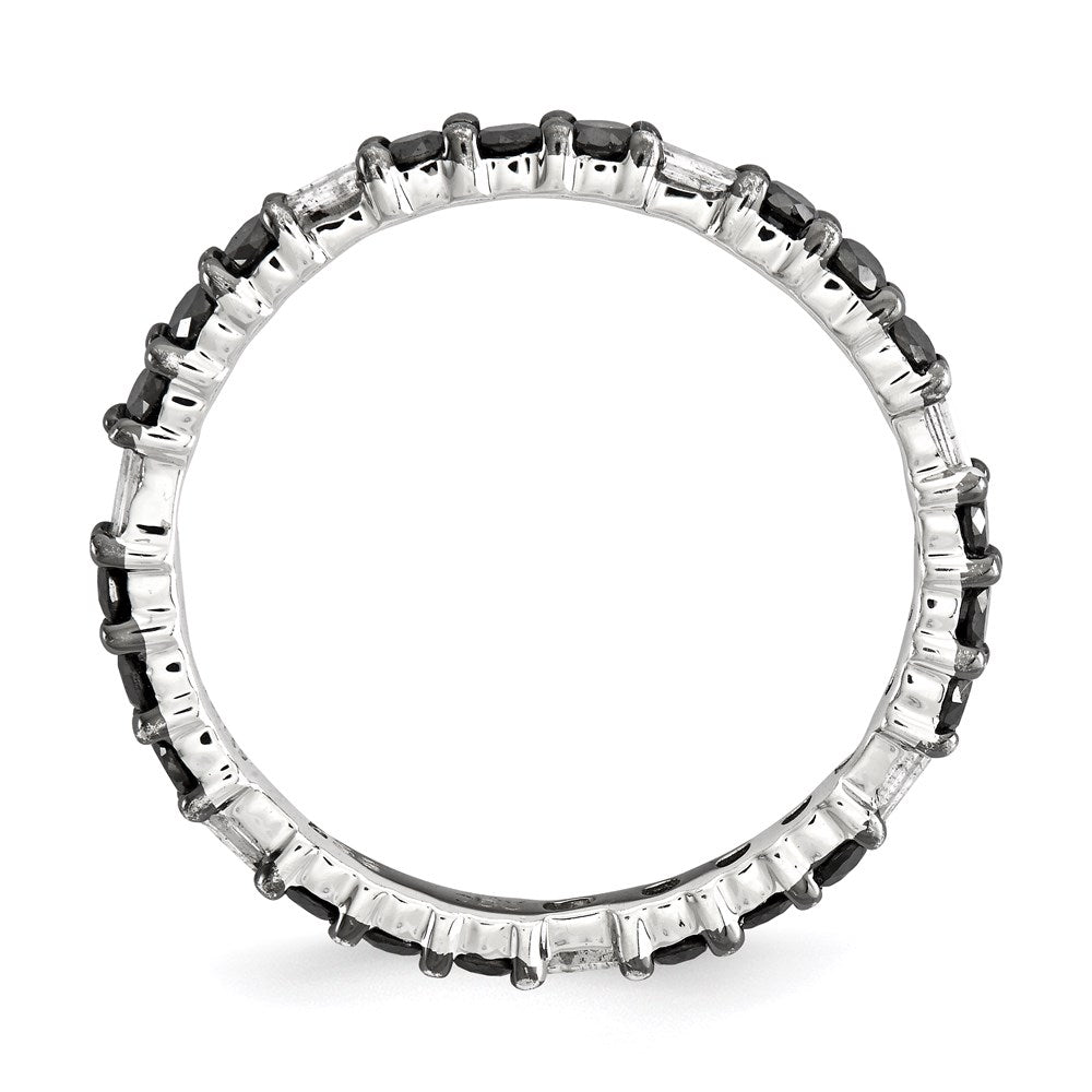 Sterlingsilber Stapelbar Expressions Poliert Schwarz Diamant Ring